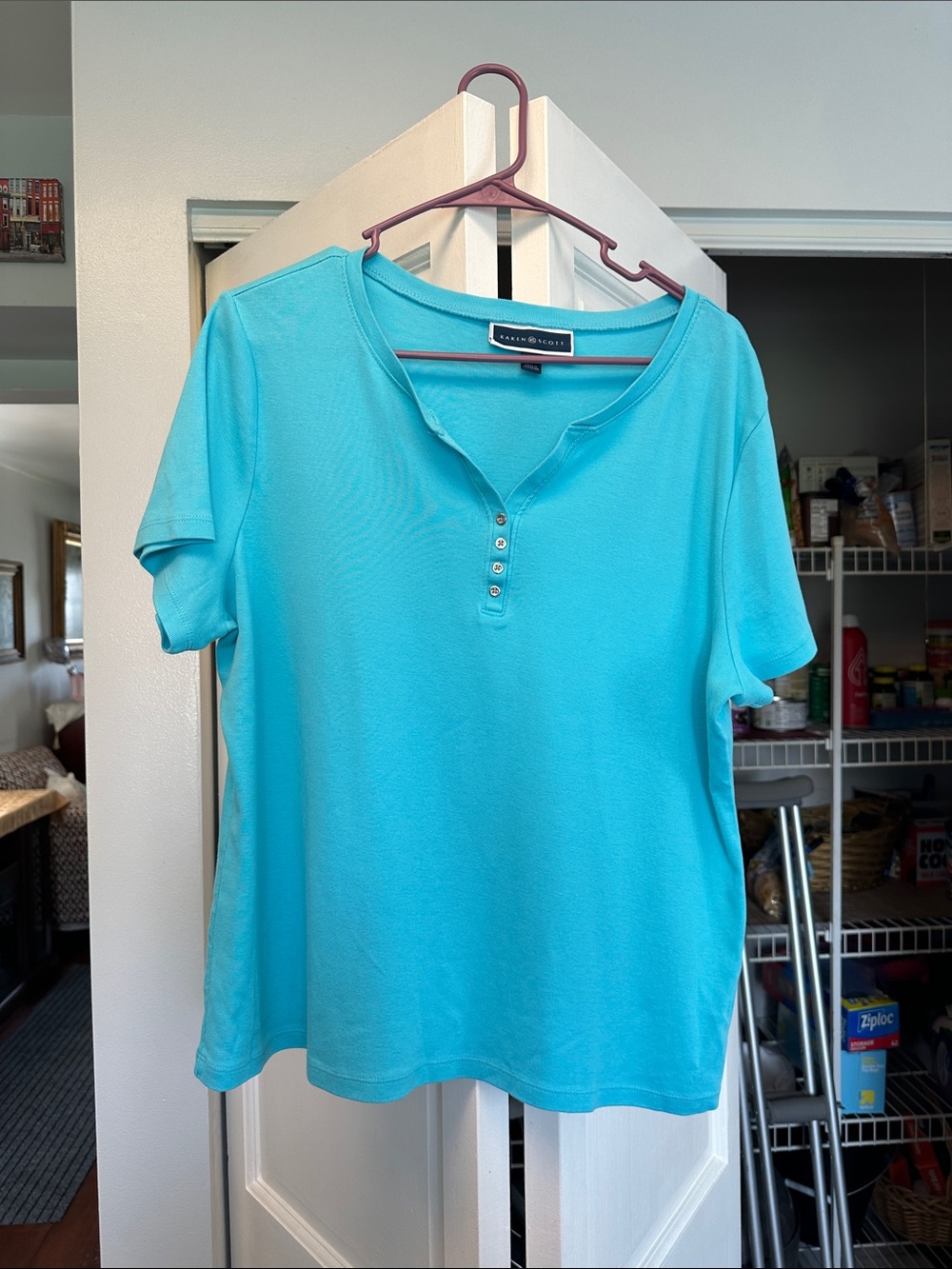 Karen Scott Turquoise Short-Sleeve Henley Tee